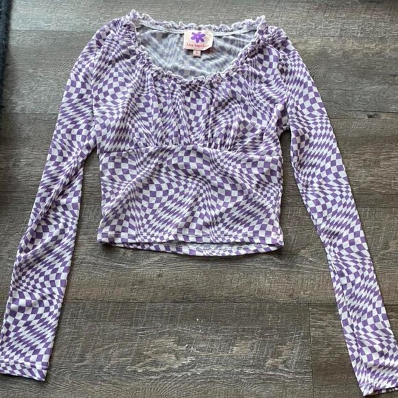 Lisa says Gah purple wavy check top - Picture 1 of 4